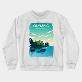 Olympic National Park Travel Poster Crewneck Sweatshirt